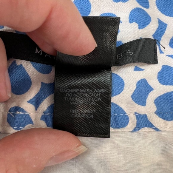 Marc Jacobs Mini Skirt Size 8 Blue White Floral Print Pleated Ruffle Hem Cotton - Picture 12 of 14